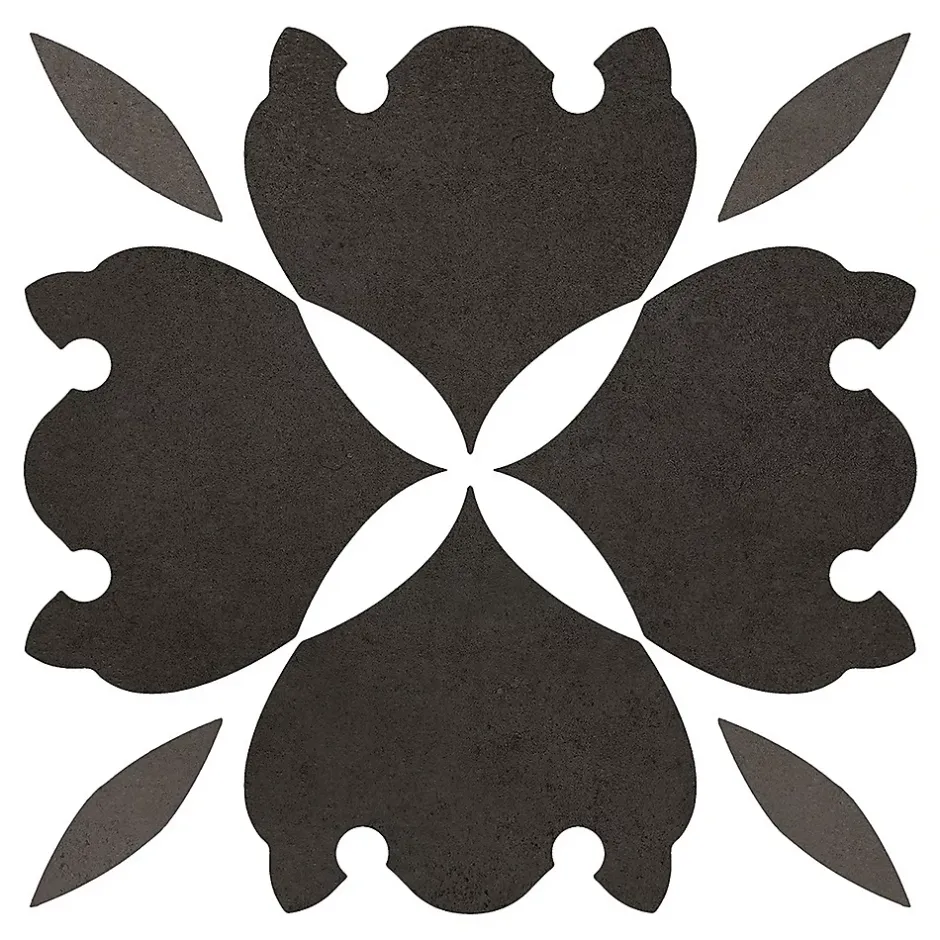 Carrelage sol et mur intérieur effet carreaux de ciment noirs et blancs L.20 x l.20 cm x ép.7,4 mm, Glamour Slate Mix- Outlet