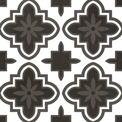 Carrelage sol et mur intérieur effet carreaux de ciment noirs et blancs L.20 x l.20 cm x ép.7,4 mm, Glamour Slate Mix- Outlet