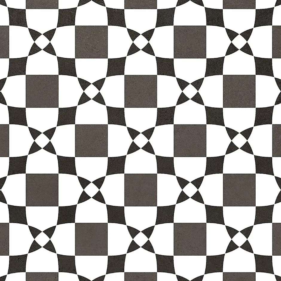 Carrelage sol et mur intérieur effet carreaux de ciment noirs et blancs L.20 x l.20 cm x ép.7,4 mm, Glamour Slate Mix- Outlet