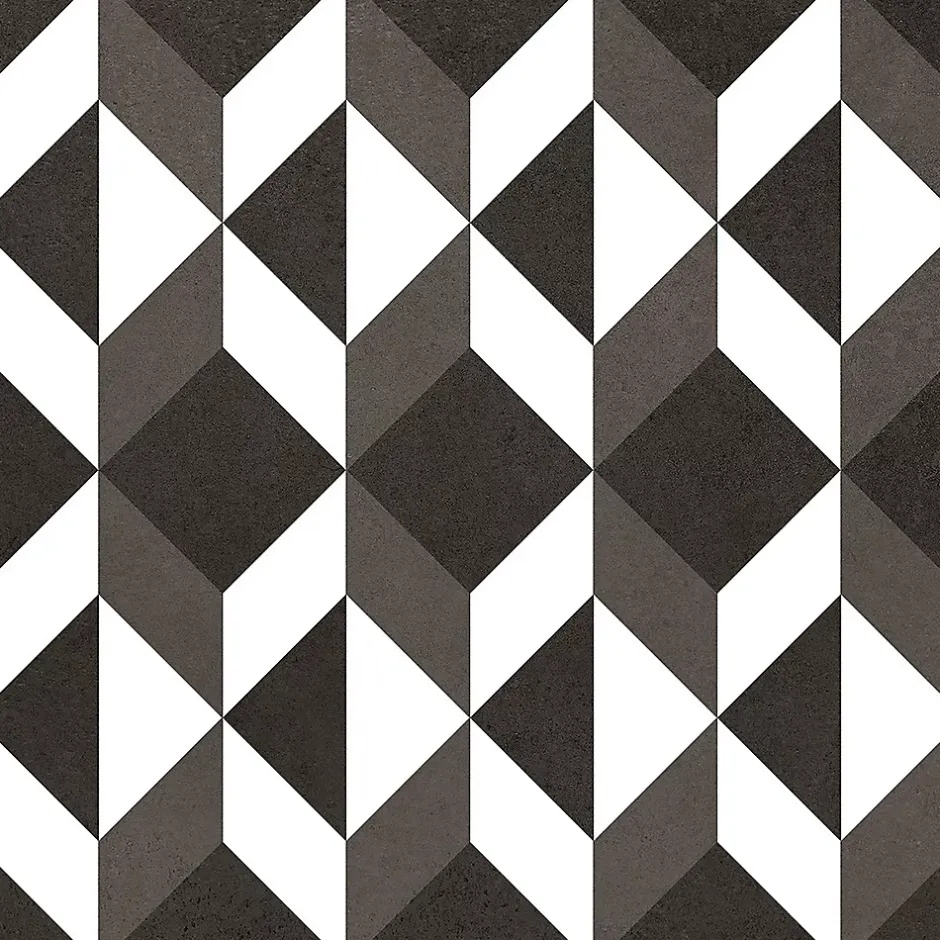 Carrelage sol et mur intérieur effet carreaux de ciment noirs et blancs L.20 x l.20 cm x ép.7,4 mm, Glamour Slate Mix- Outlet