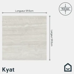 GoodHome Carrelage sol et mur intérieur gris clair effet pierre L.59,5 x l.59,5 cm x ép.9,5 mm, Kyat