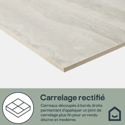 GoodHome Carrelage sol et mur intérieur gris clair effet pierre L.59,5 x l.59,5 cm x ép.9,5 mm, Kyat