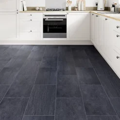 Carrelage sol et mur intérieur noir effet pierre L.60 x l.30 cm x ép.9,5 mm, Oikos-GoodHome New