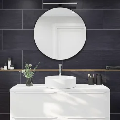 Carrelage sol et mur intérieur noir effet pierre L.60 x l.30 cm x ép.9,5 mm, Oikos-GoodHome New