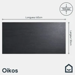 Carrelage sol et mur intérieur noir effet pierre L.60 x l.30 cm x ép.9,5 mm, Oikos-GoodHome New