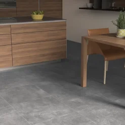 Carrelage sol et mur intérieur gris moyen effet béton L.60 x l.60 cm x ép.9,5 mm, District-Ecoceramic Outlet