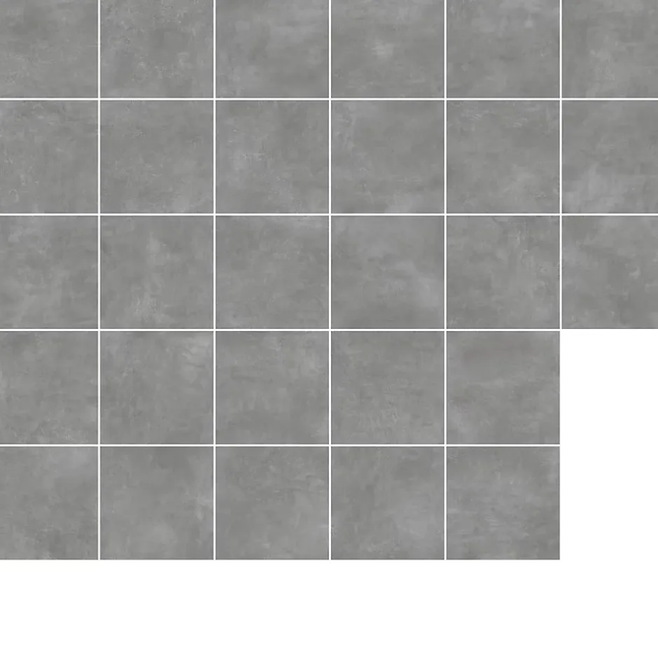 Carrelage sol et mur intérieur gris moyen effet béton L.60 x l.60 cm x ép.9,5 mm, District-Ecoceramic Outlet