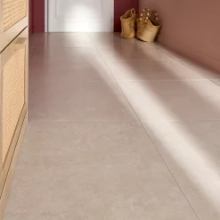 Carrelage sol et mur intérieur en grès cérame émaillé effet pierre beige mat L.60 x l.60 cm x ép.8,5 mm, Basilea-Ecoceramic Hot