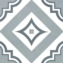 Carrelage sol et mur intérieur effet carreaux de ciment tons bleus L.20 x l.20 cm x ép.7,4 mm, Glamour Océan Mix- Best