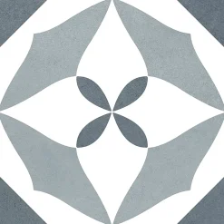 Carrelage sol et mur intérieur effet carreaux de ciment tons bleus L.20 x l.20 cm x ép.7,4 mm, Glamour Océan Mix- Best