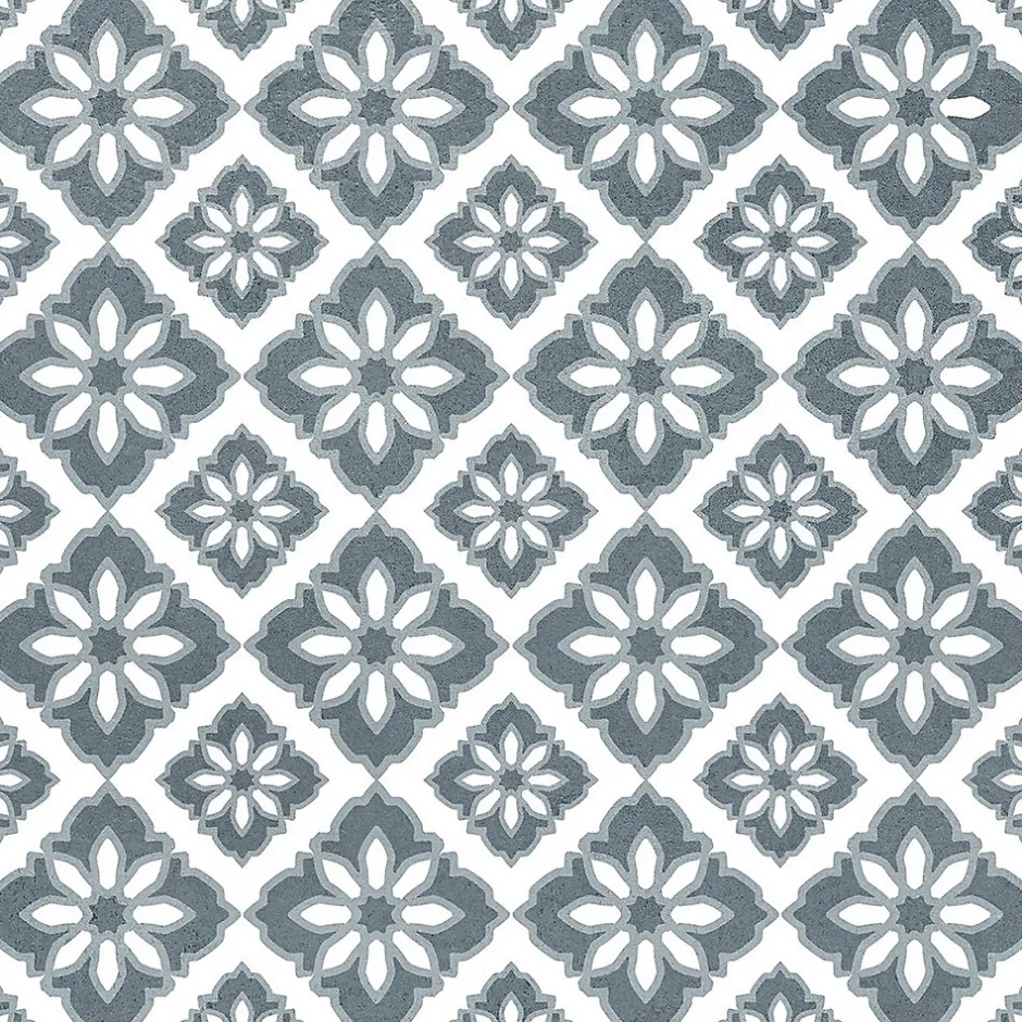 Carrelage sol et mur intérieur effet carreaux de ciment tons bleus L.20 x l.20 cm x ép.7,4 mm, Glamour Océan Mix- Best