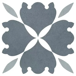 Carrelage sol et mur intérieur effet carreaux de ciment tons bleus L.20 x l.20 cm x ép.7,4 mm, Glamour Océan Mix- Best