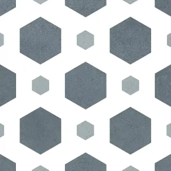 Carrelage sol et mur intérieur effet carreaux de ciment tons bleus L.20 x l.20 cm x ép.7,4 mm, Glamour Océan Mix- Best