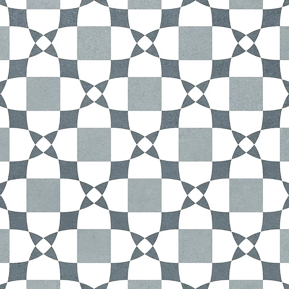 Carrelage sol et mur intérieur effet carreaux de ciment tons bleus L.20 x l.20 cm x ép.7,4 mm, Glamour Océan Mix- Best