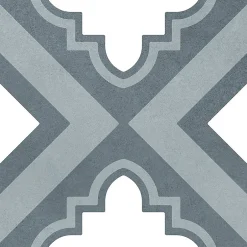 Carrelage sol et mur intérieur effet carreaux de ciment tons bleus L.20 x l.20 cm x ép.7,4 mm, Glamour Océan Mix- Best