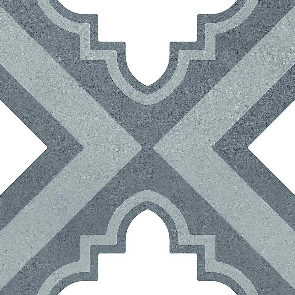 Carrelage sol et mur intérieur effet carreaux de ciment tons bleus L.20 x l.20 cm x ép.7,4 mm, Glamour Océan Mix- Best