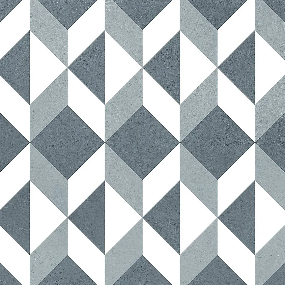 Carrelage sol et mur intérieur effet carreaux de ciment tons bleus L.20 x l.20 cm x ép.7,4 mm, Glamour Océan Mix- Best