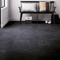 Carrelage sol et mur intérieur effet marbre noir mat L.60 x l.60 cm x ép.9 mm, Ultimate Marble-GoodHome Outlet