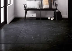 Carrelage sol et mur intérieur effet marbre noir mat L.60 x l.60 cm x ép.9 mm, Ultimate Marble-GoodHome Outlet