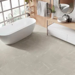 Carrelage sol et mur intérieur effet marbre beige grisé L.61 x l.61 cm x ép.9 mm, Stone Marble- Discount