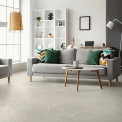 Carrelage sol et mur intérieur effet marbre beige grisé L.61 x l.61 cm x ép.9 mm, Stone Marble- Discount