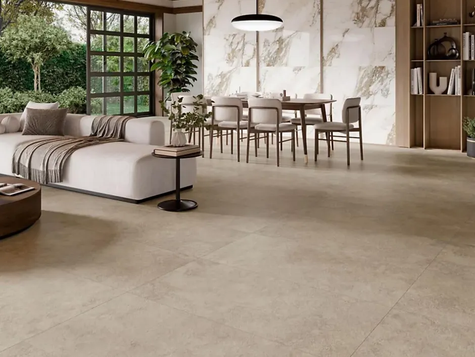 Carrelage sol et mur intérieur / extérieur effet pierre Arbia Sand l.60 X L.60 cm rectifié 1er choix-Cristacer Online