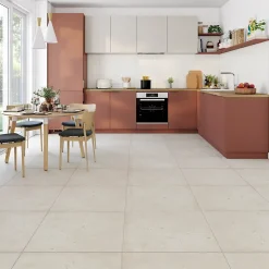 Carrelage sol et mur intérieur effet pierre beige L.60 x l.60 cm x ép.9,5 mm, Illusion