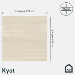 GoodHome Carrelage sol et mur intérieur beige effet pierre L.59,5 x l.59,5 cm x ép.9,5 mm, Kyat