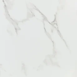 Ecoceramic Carrelage sol et mur intérieur en grès effet marbre blanc brillant L.60 x l.60 cm x ép.8,5 mm, Aria