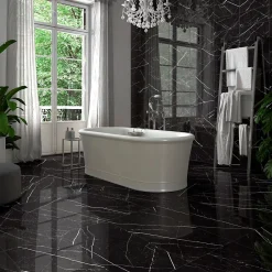 Carrelage sol et mur intérieur en grès cérame effet marbre noir poli L.120 x l.60 cm x ép.9 mm, Fiordo Tresor- Best