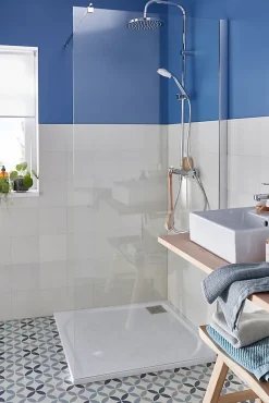 Colours Carrelage sol et mur intérieur Hydrolic effet carreau de ciment décor cercle bleu L. 20 x l. 20 x Ep. 1 cm