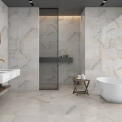 Carrelage sol et mur intérieur effet marbre beige brillant L.60 x l.60 cm x ép.9 mm, Harvey