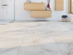 Carrelage sol et mur intérieur effet marbre beige brillant L.60 x l.60 cm x ép.9 mm, Harvey