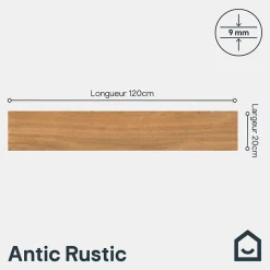 Carrelage sol et mur intérieur effet bois brut foncé L.120 x l.20 cm x ép.9 mm, Antic Rustic-