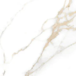 Carrelage sol et mur intérieur en grès cérame effet marbre blanc poli L.60 x l.60 cm x ép.9 mm, Fiordo Reve- Hot