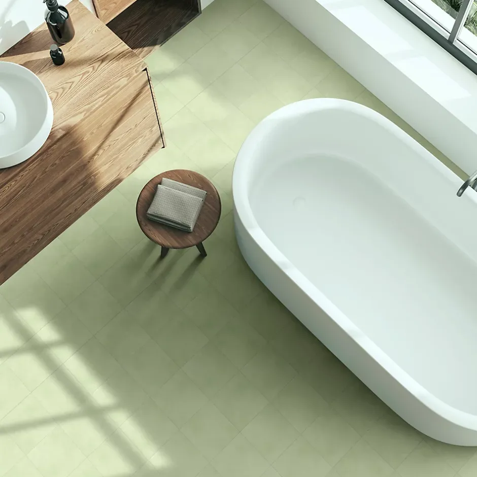 Carrelage sol et mur intérieur uni vert menthe L.20 x l.20 cm x 7,4 mm, Glamour Mint- Outlet