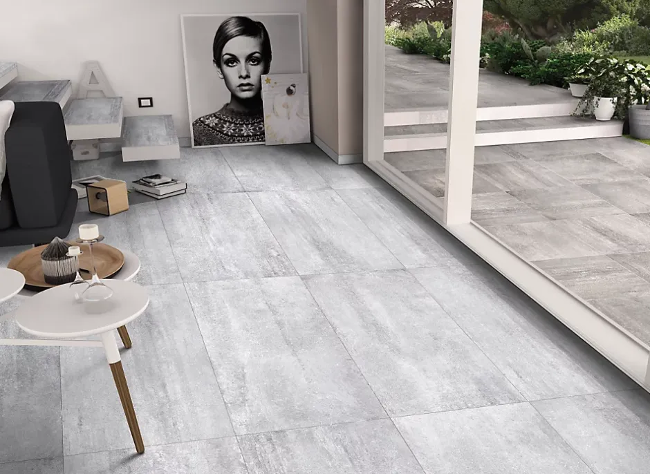 Carrelage sol et mur intérieur gris mat effet pierre L.120 x l.60 cm x ép.9 mm, Cemlam- Hot