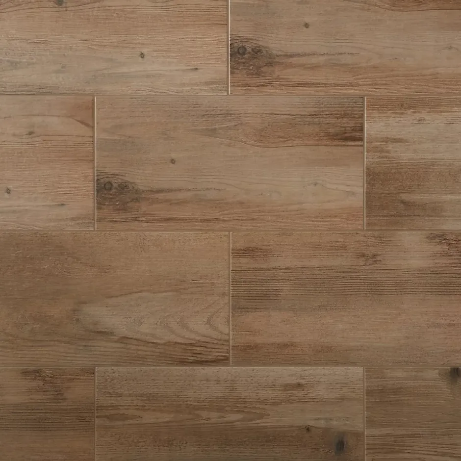 Carrelage sol et mur intérieur effet bois brut brun L.60 x l.30 cm x ép.8,7 mm, Norwegio- Discount