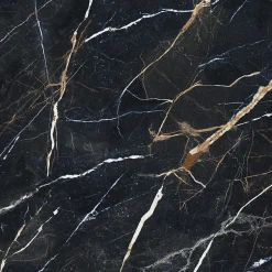 Baldocer Carrelage sol et mur intérieur en grès cérame effet marbre noir et or L.60 x l.60 cm x ép.9 mm, Moonlight