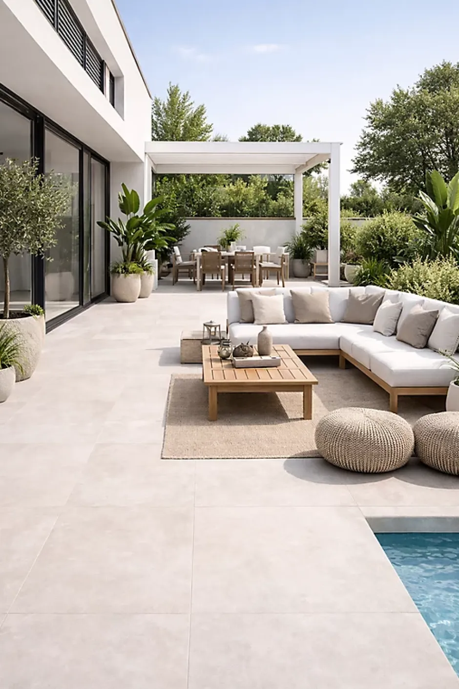 Carrelage sol et mur intérieur / extérieur effet béton ciré antidérapant R11 Umbria Ivory .60 X L.60 cm rectifié 1er choix-Cristacer New