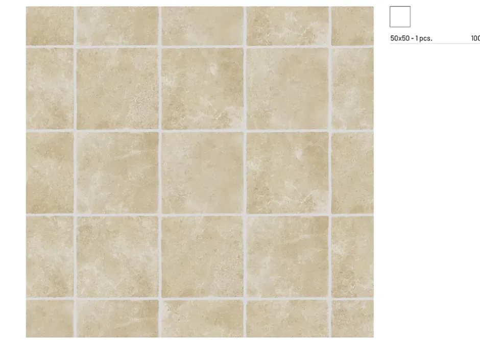 Carrelage sol et mur intérieur effet pierre ivoire mat L.50 x l.50 cm x ép.9 mm, Sunstone