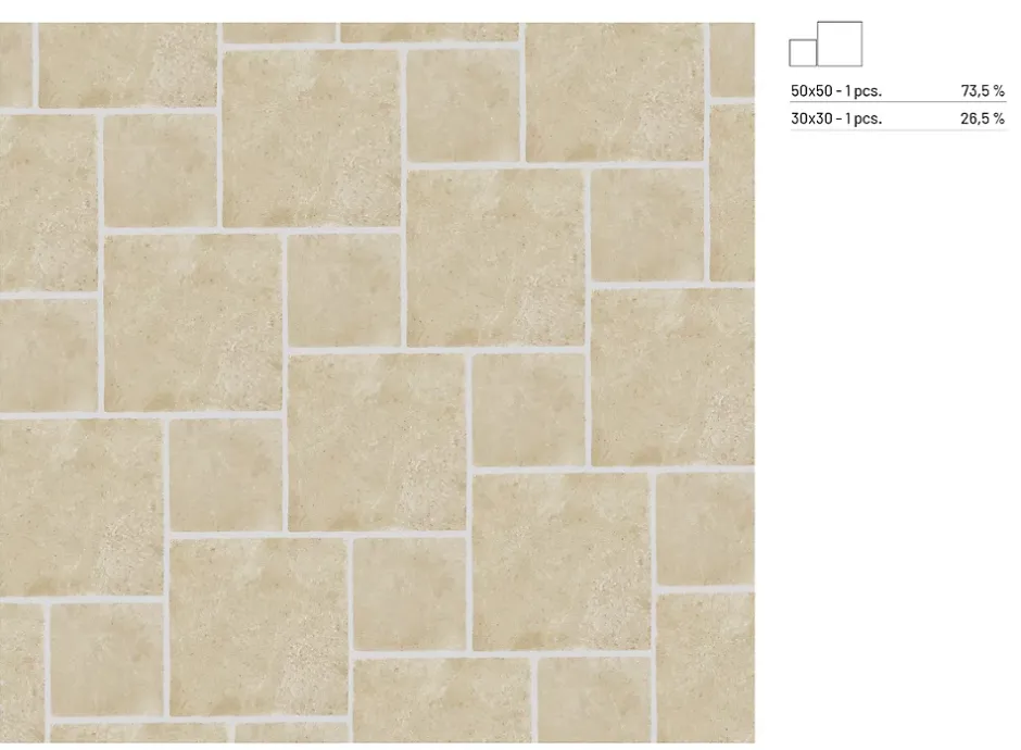 Carrelage sol et mur intérieur effet pierre ivoire mat L.50 x l.50 cm x ép.9 mm, Sunstone