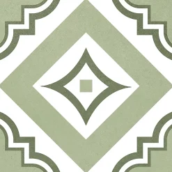 Carrelage sol et mur intérieur effet carreaux de ciment tons vert menthe L.20 x l.20 cm x ép.7,4 mm, Glamour Mint Mix