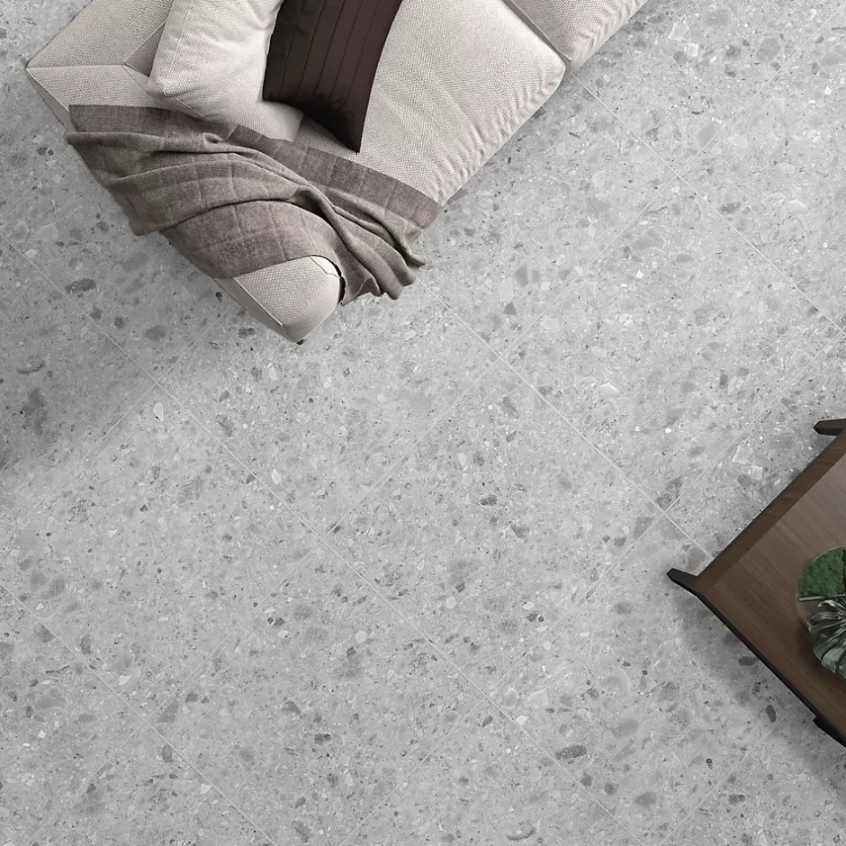 Mykonos Carrelage sol et mur intérieur effet pierre gris clair L.60 x l.60 cm x ép.10 mm, Geotech