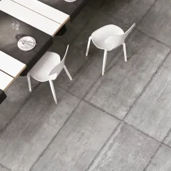 Carrelage sol et mur intérieur effet béton gris industriel L.120 x l.60 cm x ép.9 mm, Industrie