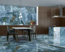 Carrelage sol et mur intérieur effet marbre bleu poli L.120 x l.60 cm x ép.10,5 mm, Iceland- Hot