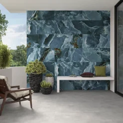 Carrelage sol et mur intérieur effet marbre bleu poli L.120 x l.60 cm x ép.10,5 mm, Iceland- Hot