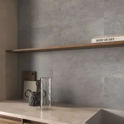 Carrelage sol et mur intérieur gris clair effet pierre L.60,4 x l.30 cm x ép.7,4 mm, Mitha