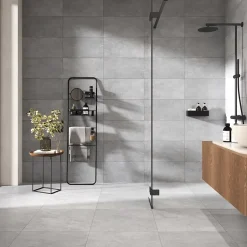 Carrelage sol et mur intérieur gris clair effet pierre L.60,4 x l.30 cm x ép.7,4 mm, Mitha