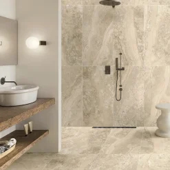 Carrelage sol et mur intérieur effet pierre beige L.120 x l.60 cm x ép.9 mm, Siena